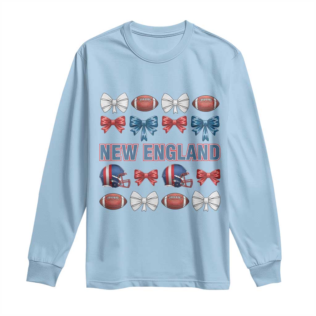 Coquette NE Football Fan Long Sleeve Shirt Gift For Women TS12 Light Blue Print Your Wear