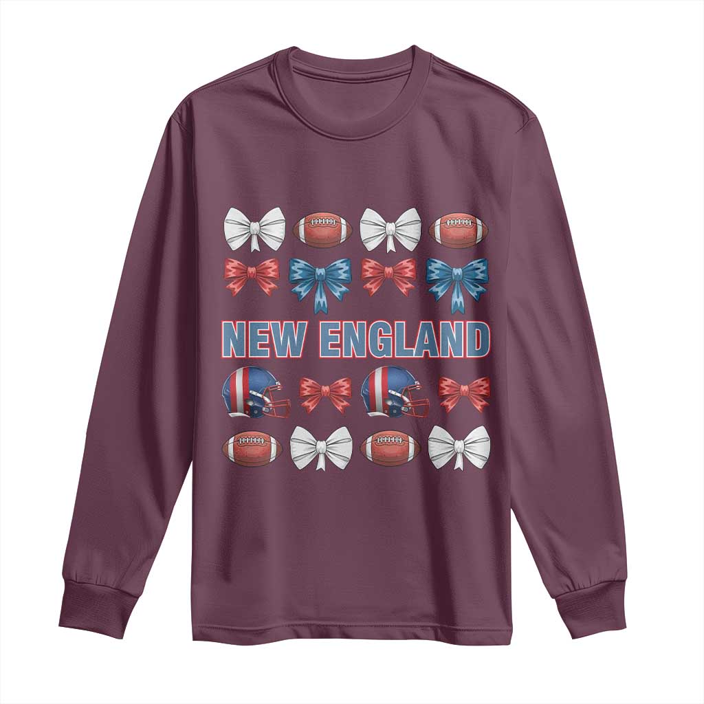 Coquette NE Football Fan Long Sleeve Shirt Gift For Women TS12 Maroon Print Your Wear