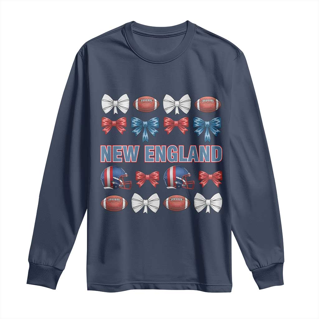 Coquette NE Football Fan Long Sleeve Shirt Gift For Women TS12 Navy Print Your Wear