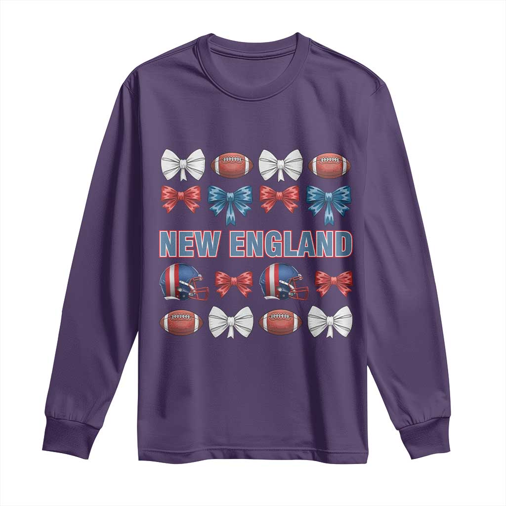 Coquette NE Football Fan Long Sleeve Shirt Gift For Women TS12 Purple Print Your Wear
