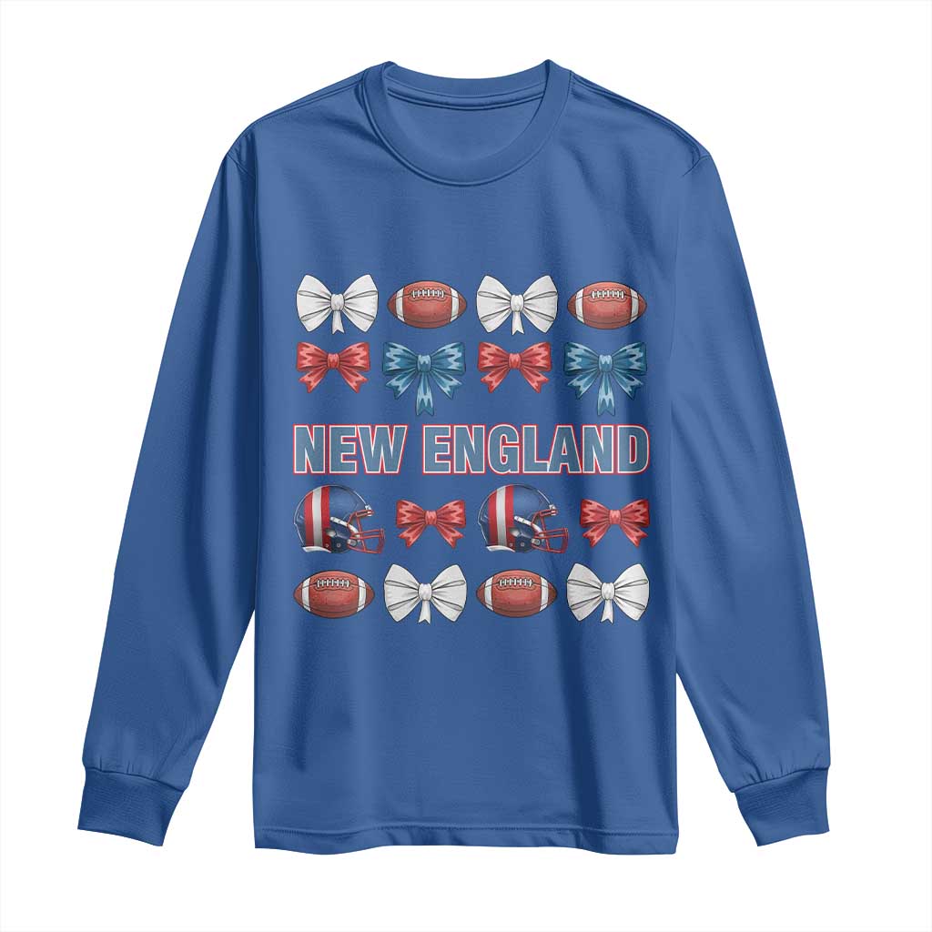 Coquette NE Football Fan Long Sleeve Shirt Gift For Women TS12 Royal Blue Print Your Wear