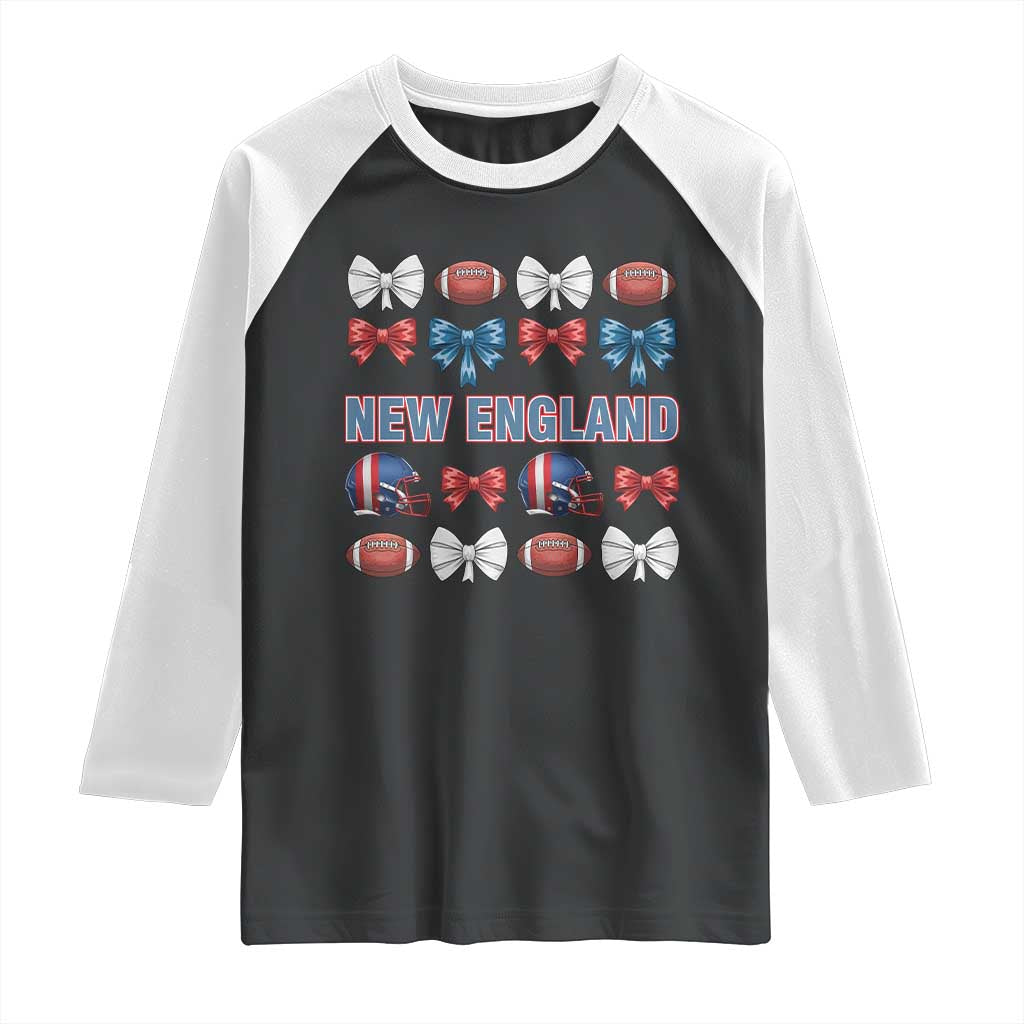 Coquette NE Football Fan Raglan Shirt Gift For Women TS12 Black White Print Your Wear