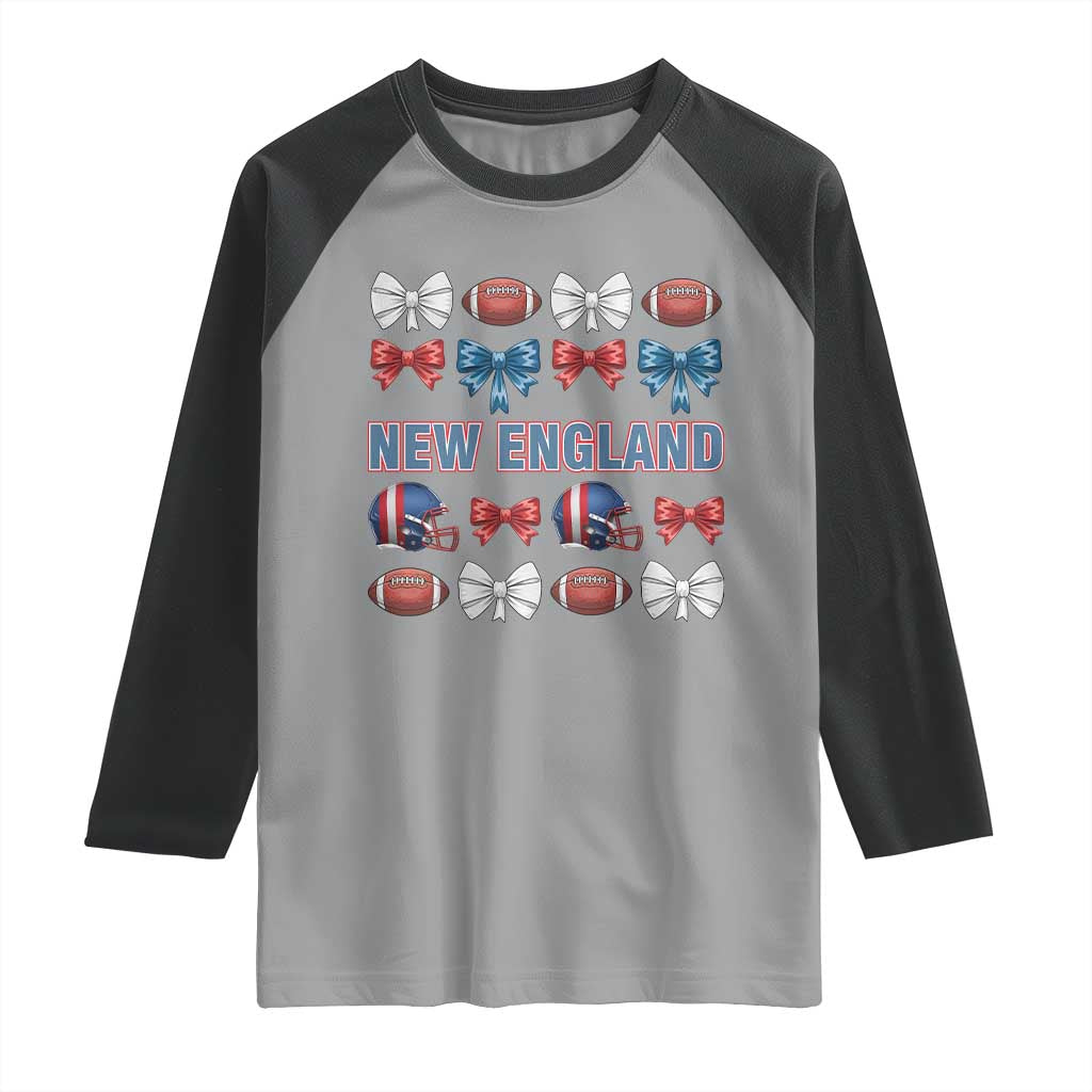 Coquette NE Football Fan Raglan Shirt Gift For Women TS12 Sport Gray Black Print Your Wear