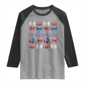 Coquette NE Football Fan Raglan Shirt Gift For Women TS12 Sport Gray Black Print Your Wear