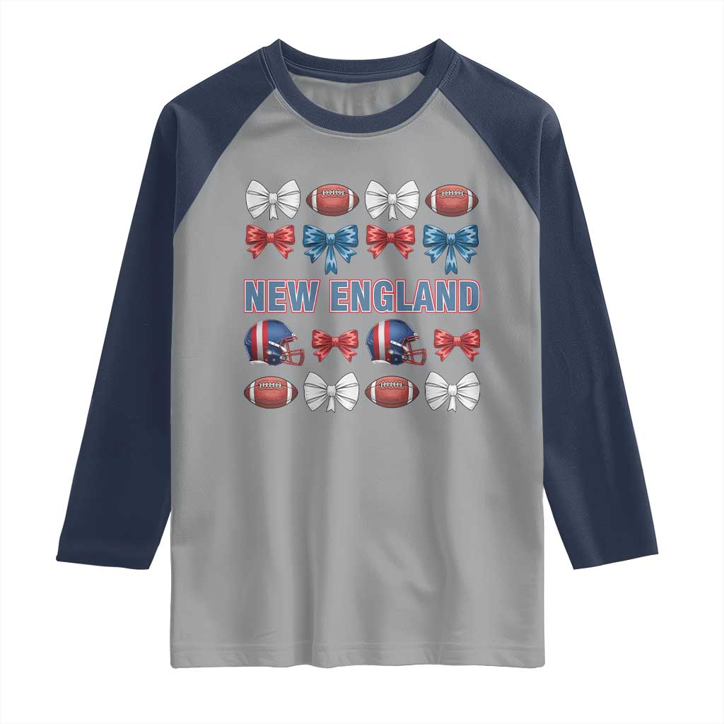 Coquette NE Football Fan Raglan Shirt Gift For Women TS12 Sport Gray Navy Print Your Wear
