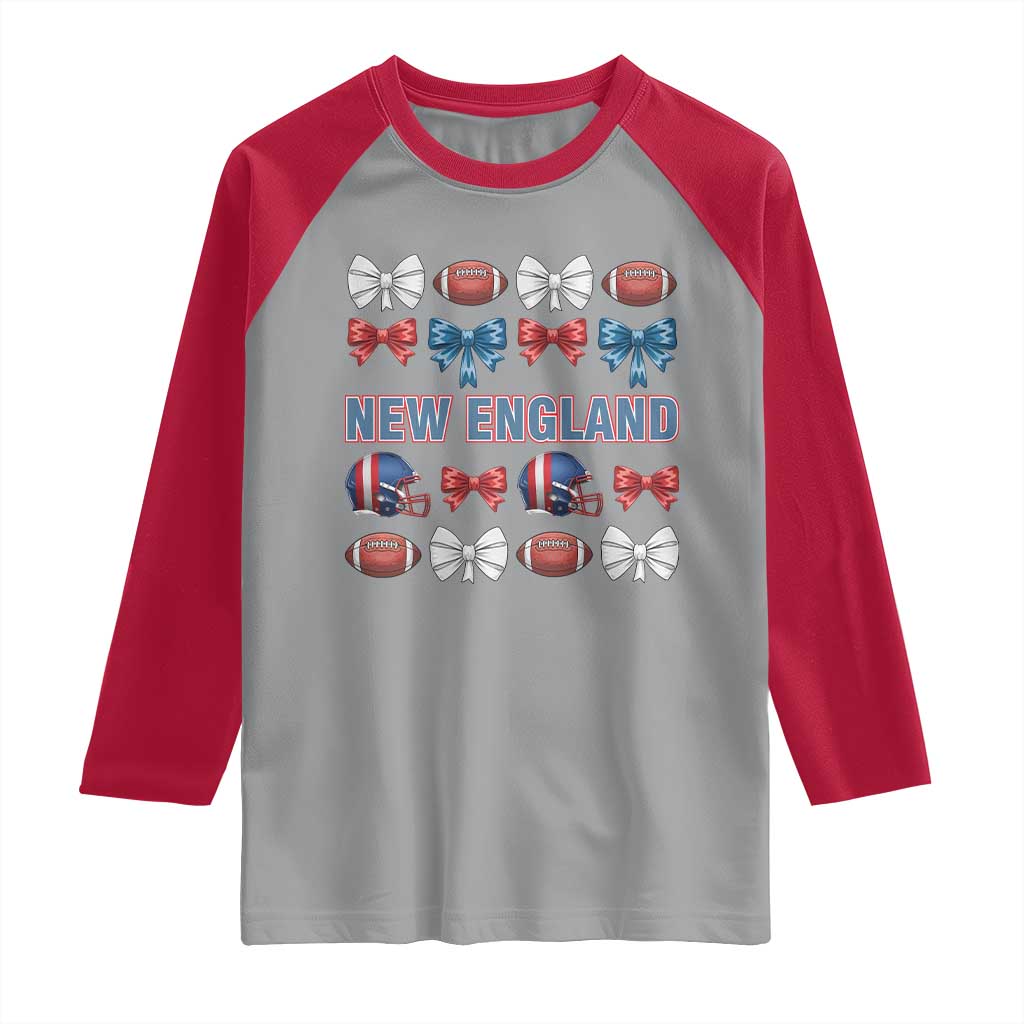Coquette NE Football Fan Raglan Shirt Gift For Women TS12 Sport Gray Red Print Your Wear