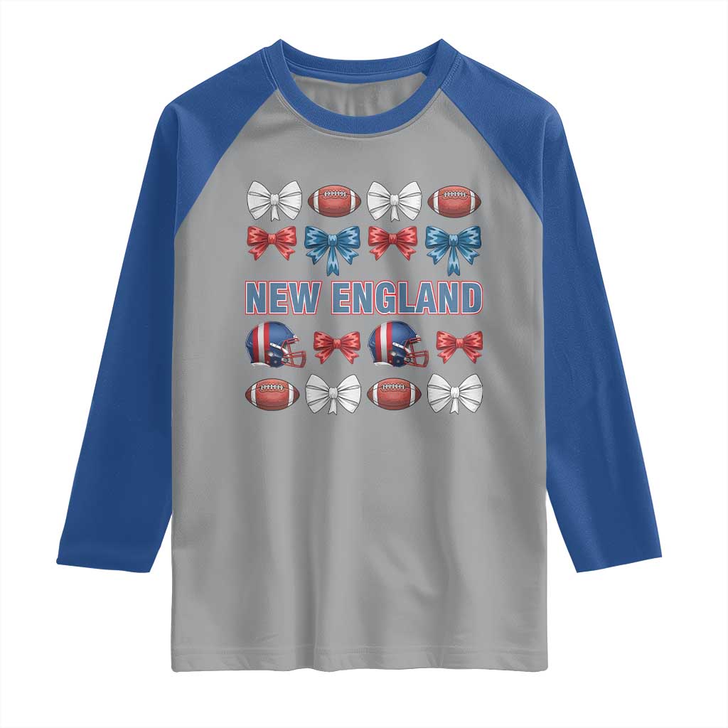 Coquette NE Football Fan Raglan Shirt Gift For Women TS12 Sport Gray Royal Print Your Wear