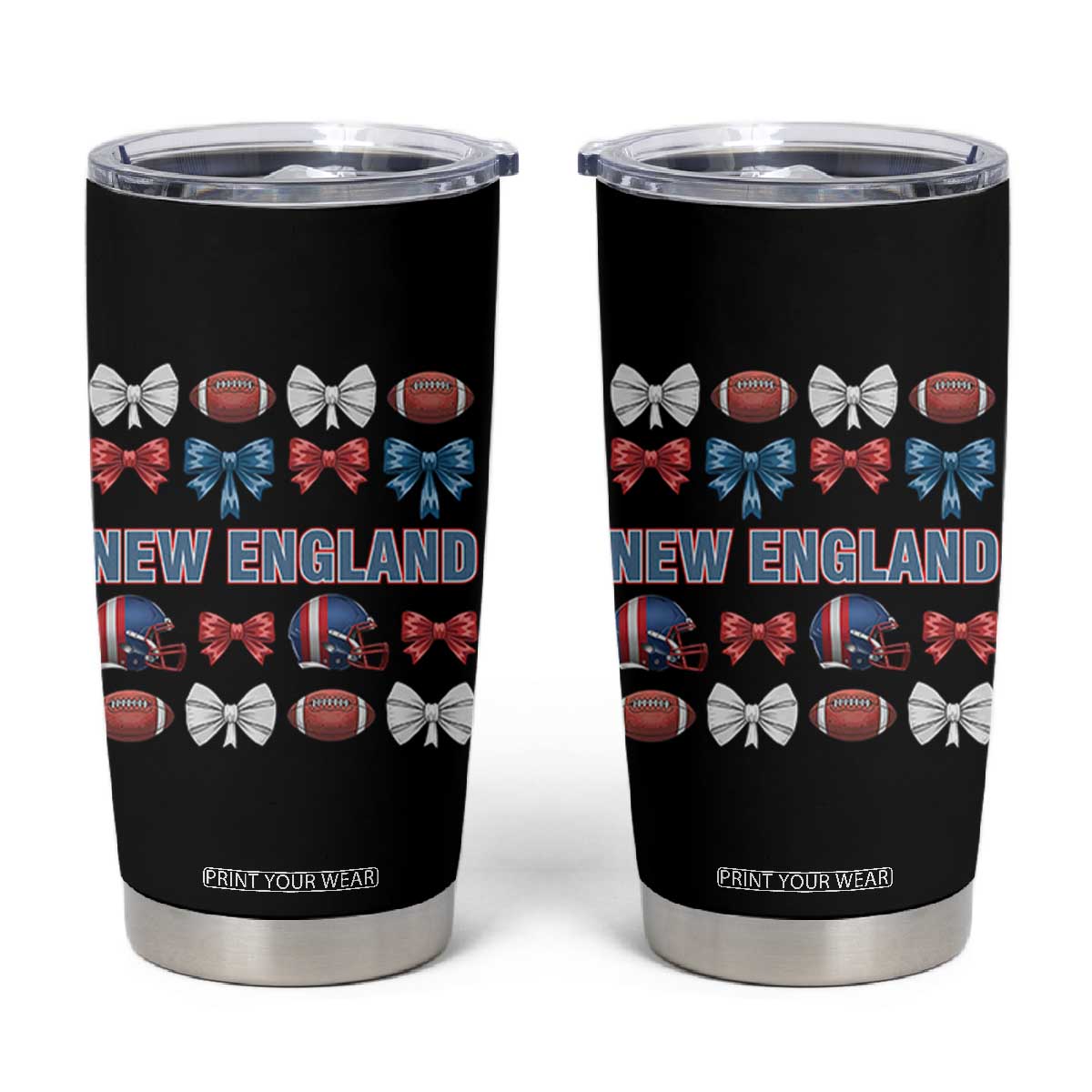 Coquette NE Football Fan Tumbler Cup Gift For Women TS12 Black Print Your Wear