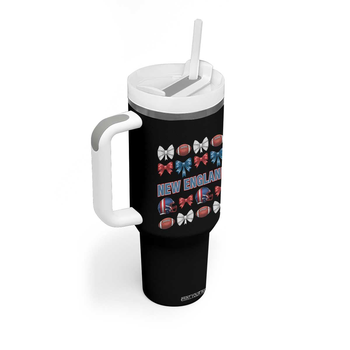 Coquette NE Football Fan Tumbler With Handle Gift For Women TS12 Print Your Wear