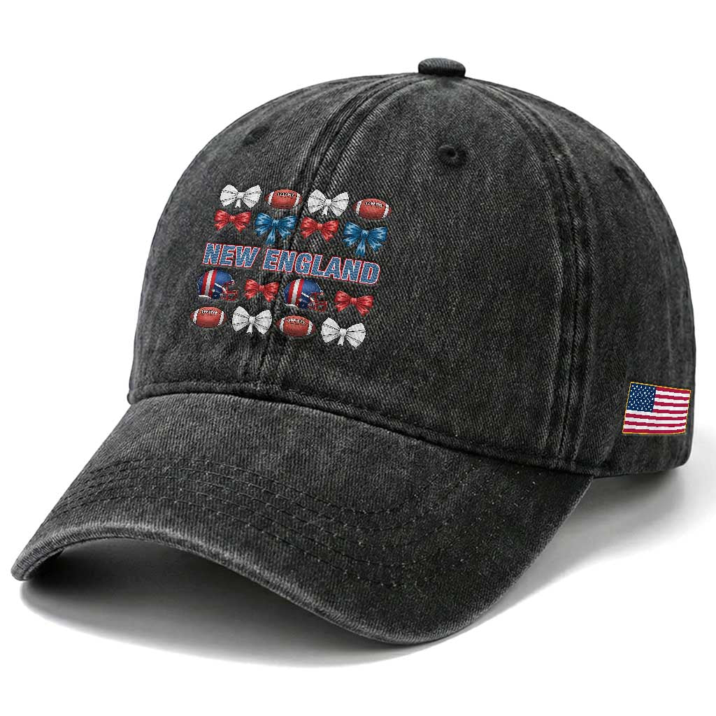 Coquette NE Football Fan Washed Cotton Baseball Cap Gift For Women TS12 Print Your Wear