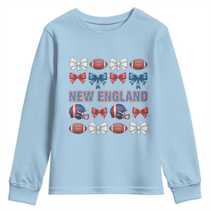 Coquette NE Football Fan Youth Sweatshirt Gift For Women TS12 Light Blue Print Your Wear