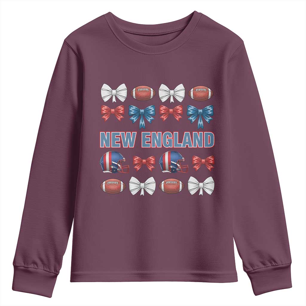 Coquette NE Football Fan Youth Sweatshirt Gift For Women TS12 Maroon Print Your Wear