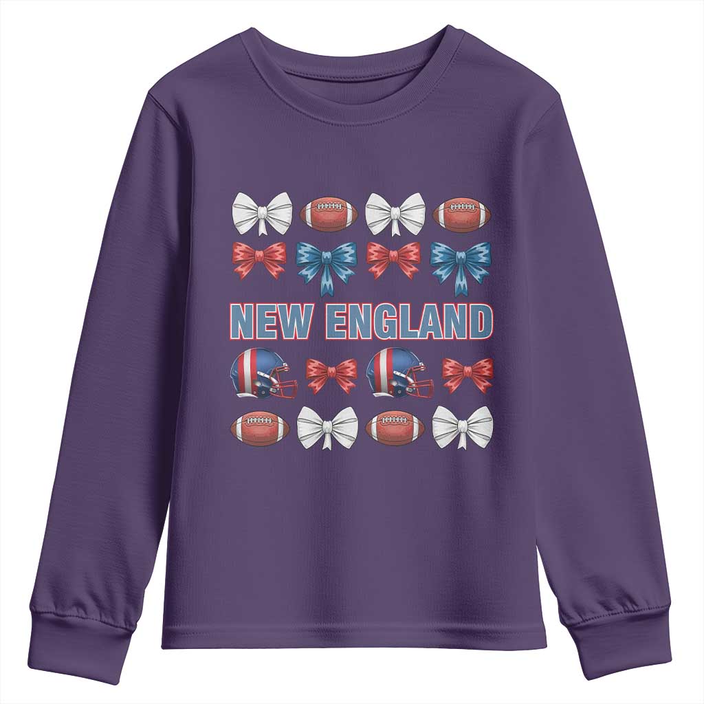 Coquette NE Football Fan Youth Sweatshirt Gift For Women TS12 Purple Print Your Wear