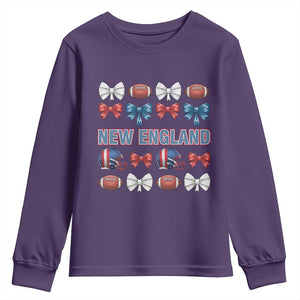 Coquette NE Football Fan Youth Sweatshirt Gift For Women TS12 Purple Print Your Wear