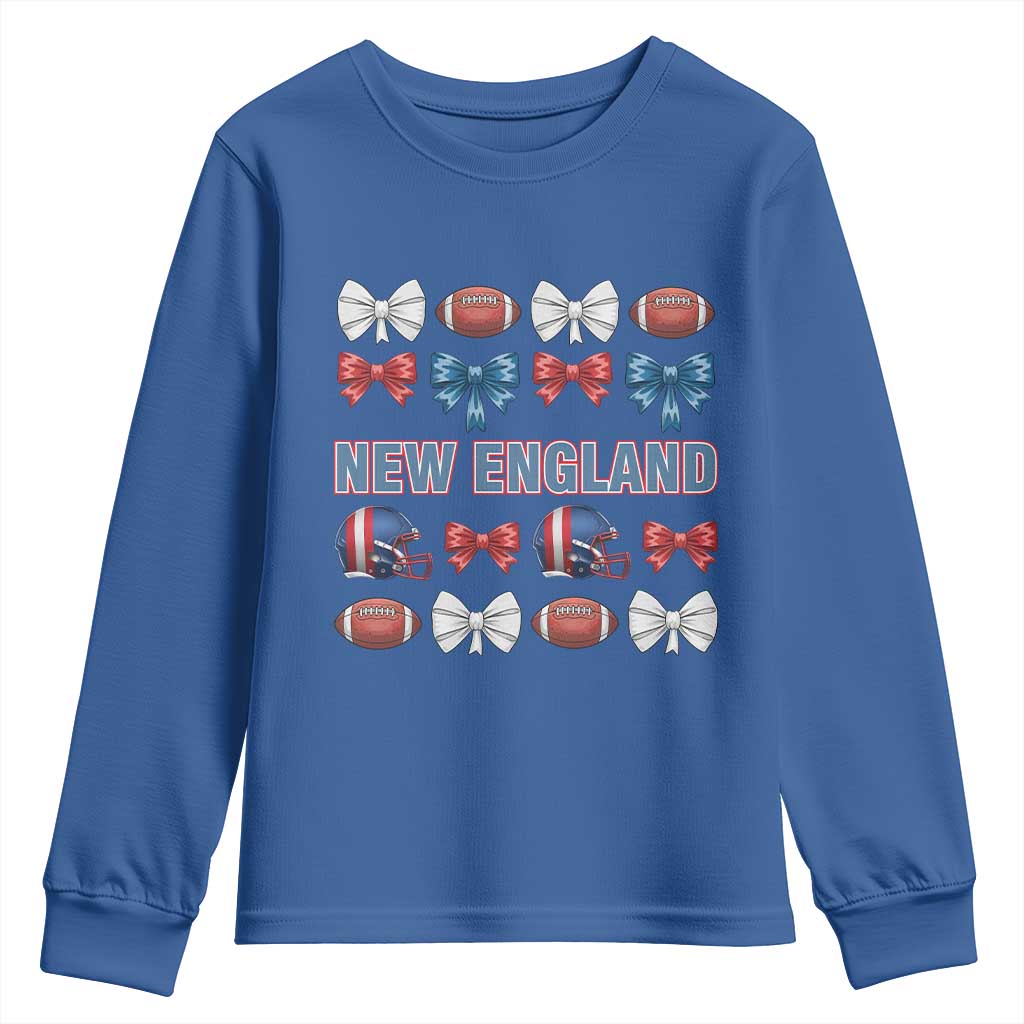 Coquette NE Football Fan Youth Sweatshirt Gift For Women TS12 Royal Blue Print Your Wear