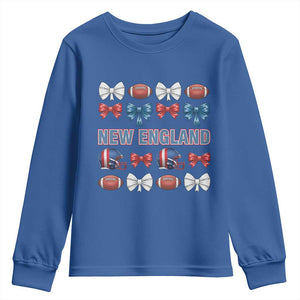Coquette NE Football Fan Youth Sweatshirt Gift For Women TS12 Royal Blue Print Your Wear