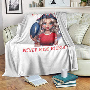 Funny East Coast Football Girl Fan Throw Blanket NE Girls Never Miss Kickoff TS12 Print Your Wear