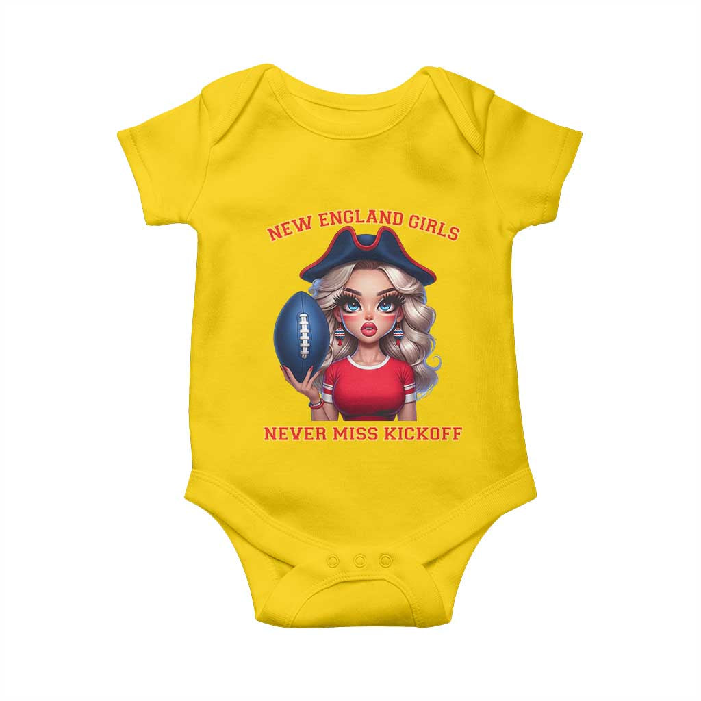 Funny East Coast Football Girl Fan Baby Onesie NE Girls Never Miss Kickoff TS12 Daisy Print Your Wear