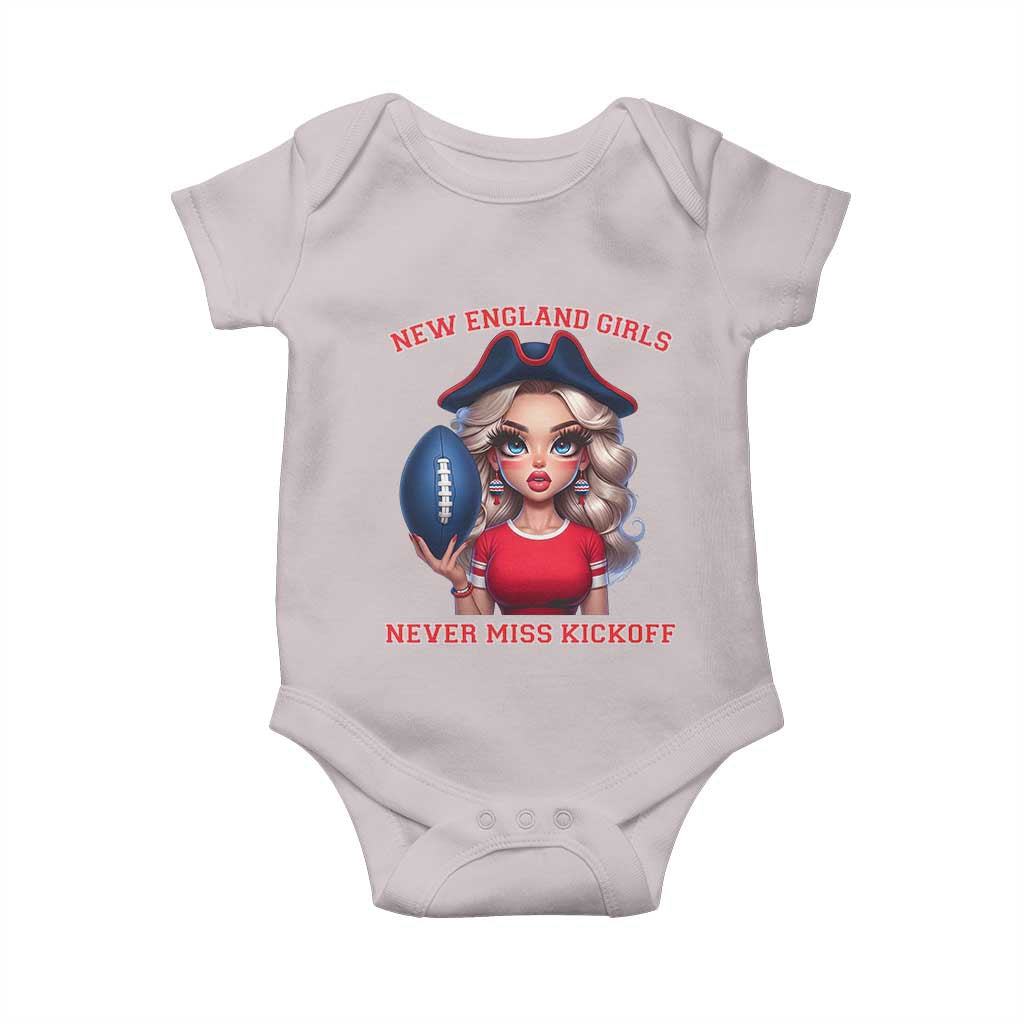 Funny East Coast Football Girl Fan Baby Onesie NE Girls Never Miss Kickoff TS12 Ice Gray Print Your Wear