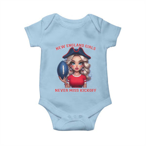 Funny East Coast Football Girl Fan Baby Onesie NE Girls Never Miss Kickoff TS12 Light Blue Print Your Wear