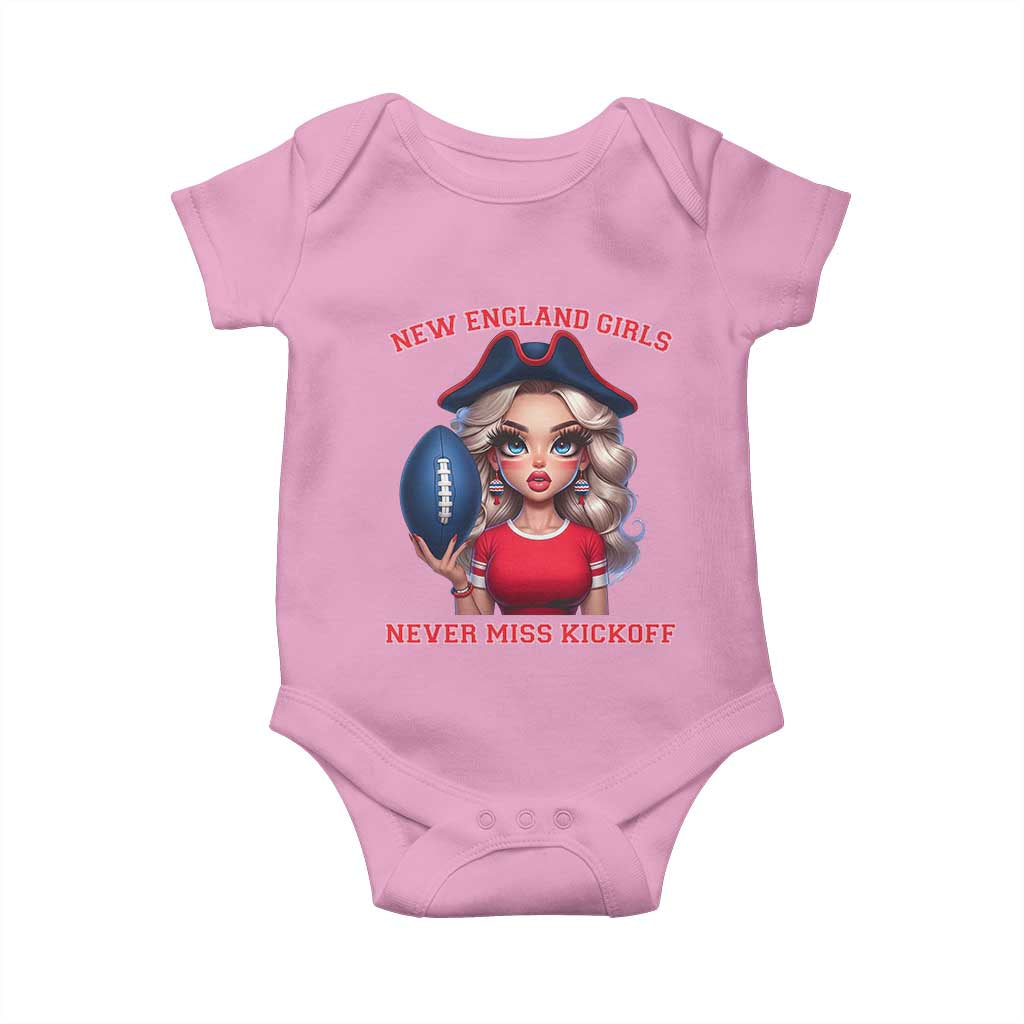 Funny East Coast Football Girl Fan Baby Onesie NE Girls Never Miss Kickoff TS12 Light Pink Print Your Wear