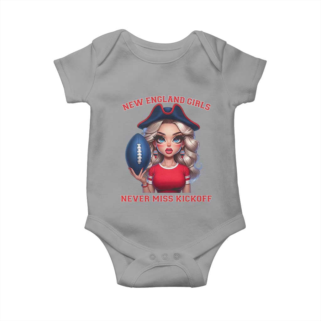 Funny East Coast Football Girl Fan Baby Onesie NE Girls Never Miss Kickoff TS12 Sport Gray Print Your Wear