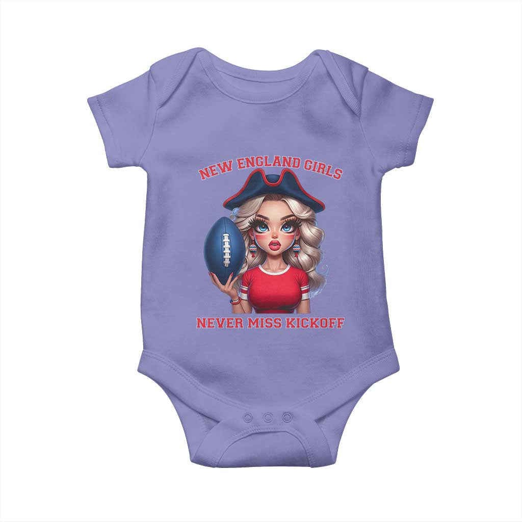 Funny East Coast Football Girl Fan Baby Onesie NE Girls Never Miss Kickoff TS12 Violet Print Your Wear