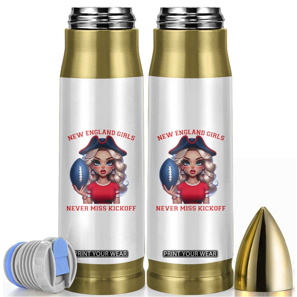 Funny East Coast Football Girl Fan Bullet Tumbler NE Girls Never Miss Kickoff TS12 White Print Your Wear