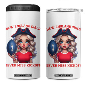 Funny East Coast Football Girl Fan 4 in 1 Can Cooler Tumbler NE Girls Never Miss Kickoff TS12 One Size: 16 oz White Print Your Wear