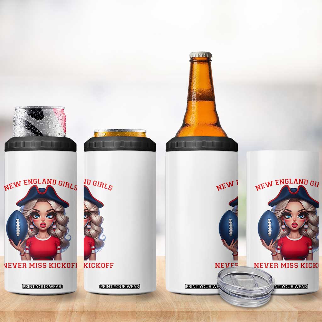 Funny East Coast Football Girl Fan 4 in 1 Can Cooler Tumbler NE Girls Never Miss Kickoff TS12 Print Your Wear
