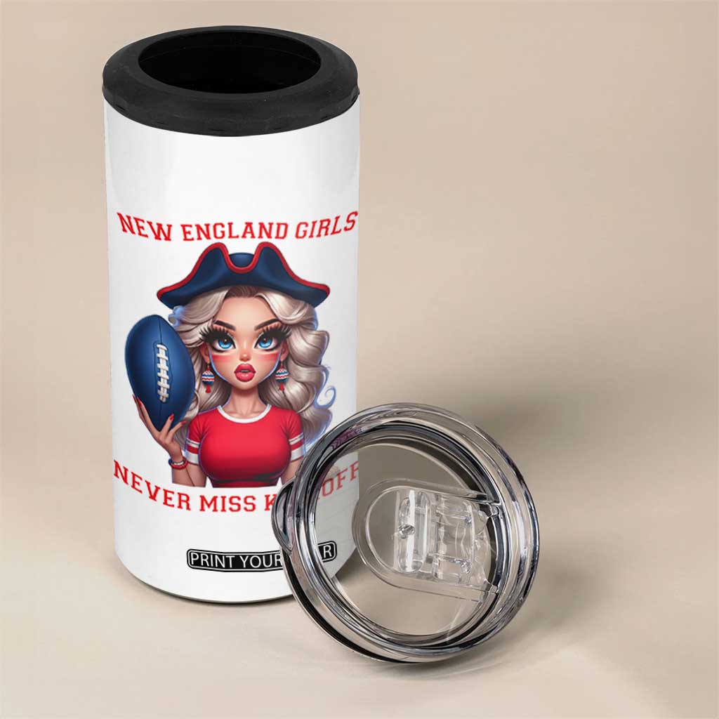 Funny East Coast Football Girl Fan 4 in 1 Can Cooler Tumbler NE Girls Never Miss Kickoff TS12 Print Your Wear