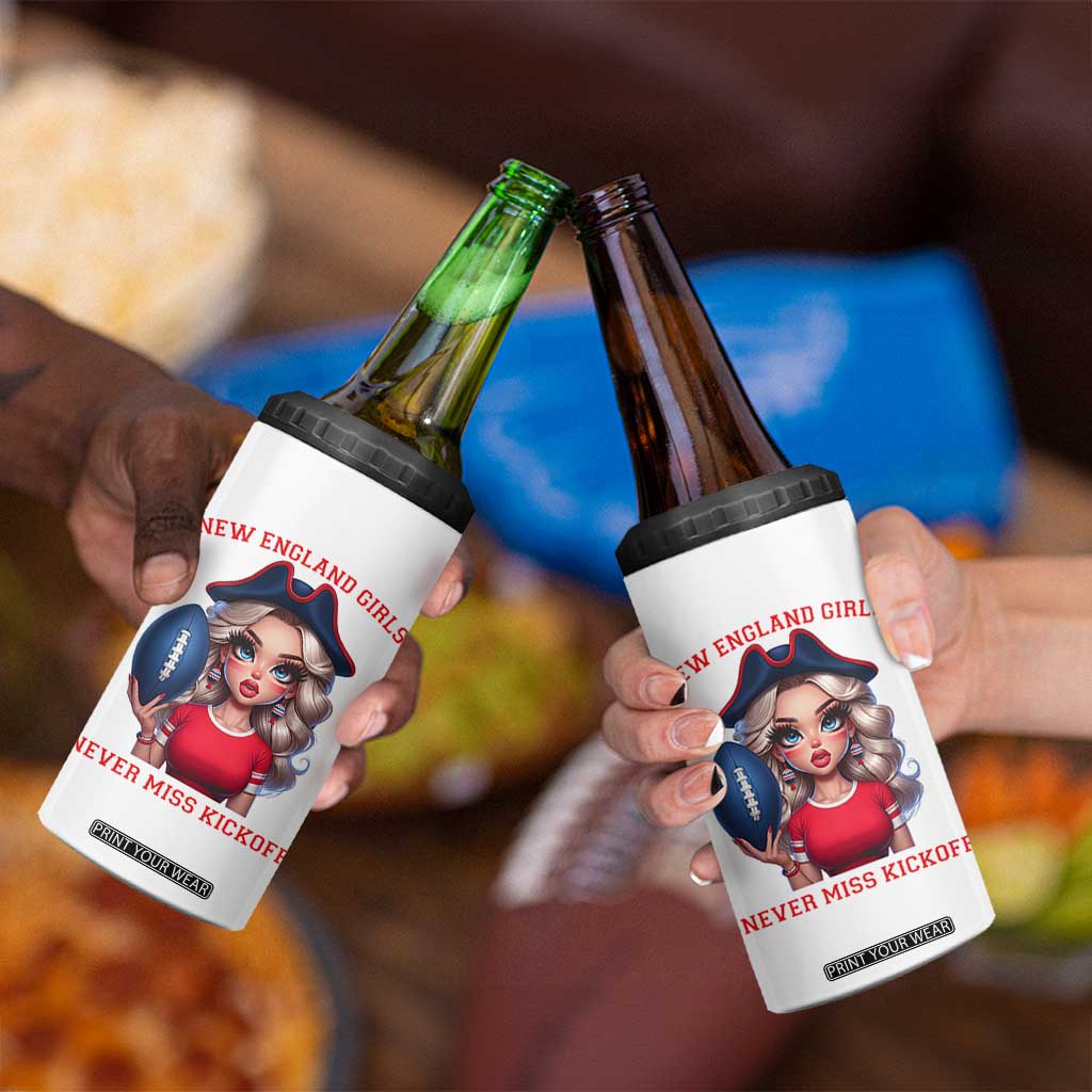 Funny East Coast Football Girl Fan 4 in 1 Can Cooler Tumbler NE Girls Never Miss Kickoff TS12 Print Your Wear