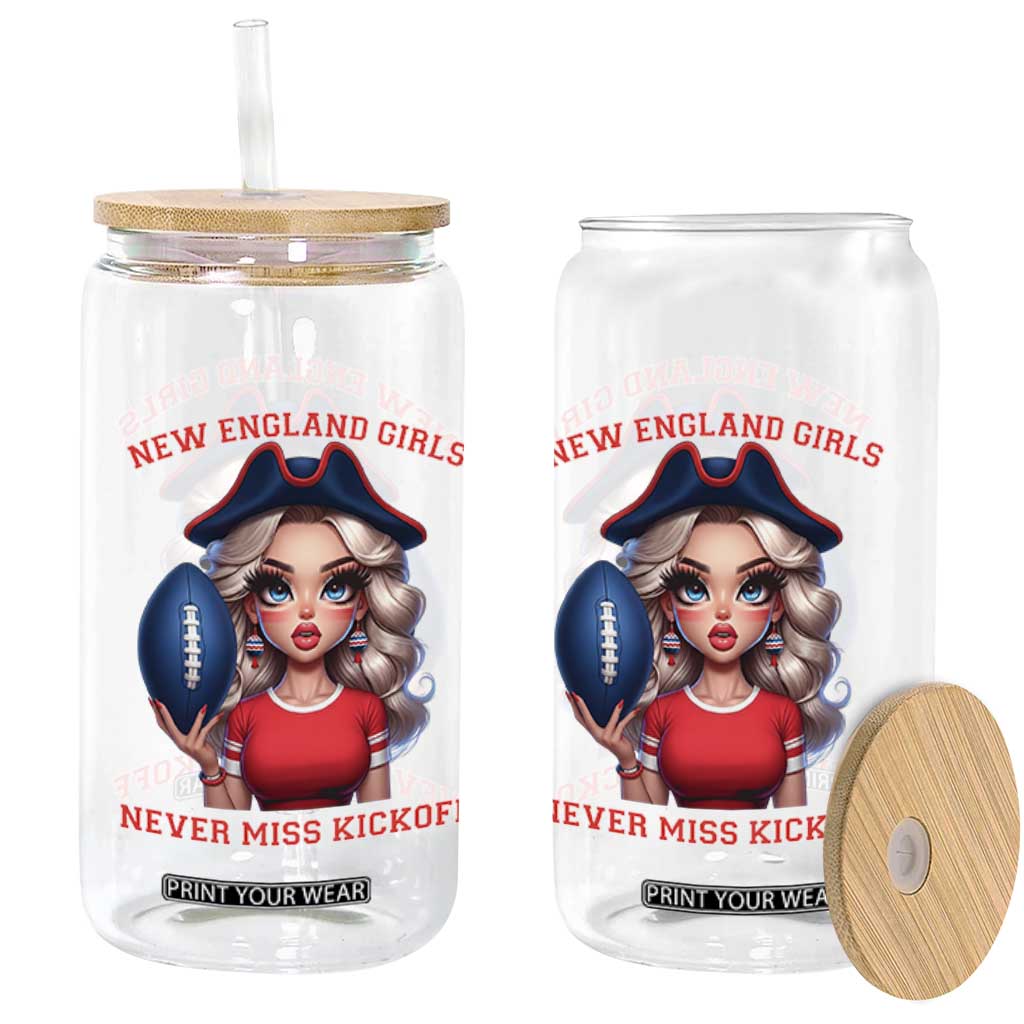 Funny East Coast Football Girl Fan Glass Can NE Girls Never Miss Kickoff TS12 Print Your Wear