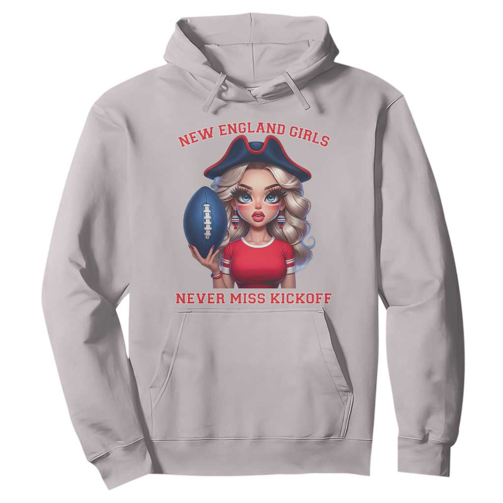 Funny East Coast Football Girl Fan Hoodie NE Girls Never Miss Kickoff TS12 Ice Gray Print Your Wear