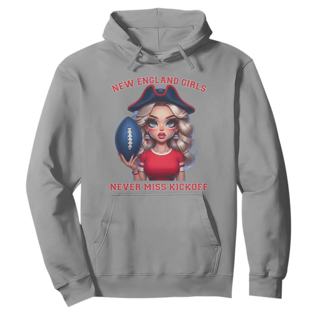 Funny East Coast Football Girl Fan Hoodie NE Girls Never Miss Kickoff TS12 Sport Gray Print Your Wear