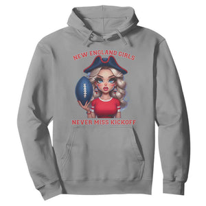 Funny East Coast Football Girl Fan Hoodie NE Girls Never Miss Kickoff TS12 Sport Gray Print Your Wear