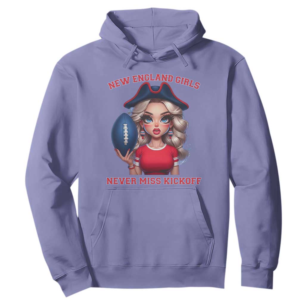 Funny East Coast Football Girl Fan Hoodie NE Girls Never Miss Kickoff TS12 Violet Print Your Wear