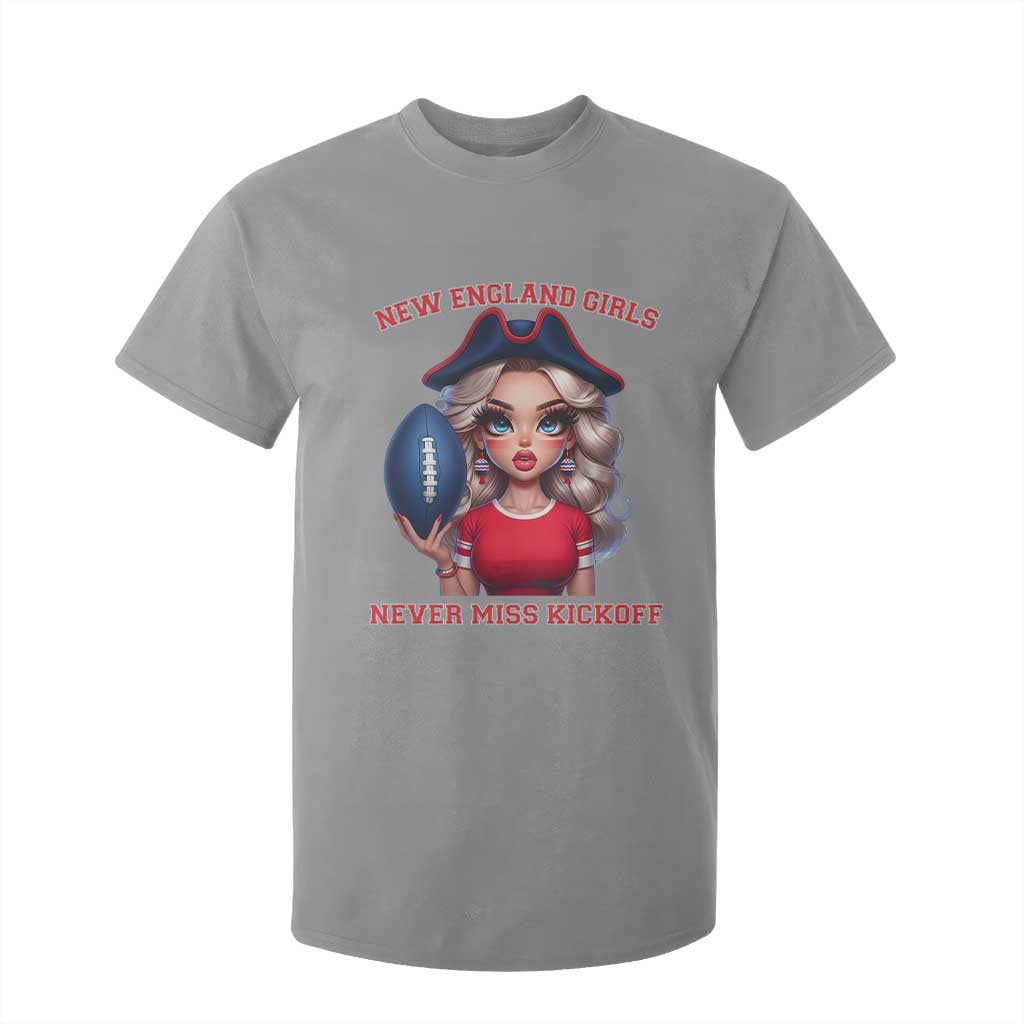 Funny East Coast Football Girl Fan T Shirt For Kid NE Girls Never Miss Kickoff TS12 Sport Gray Print Your Wear