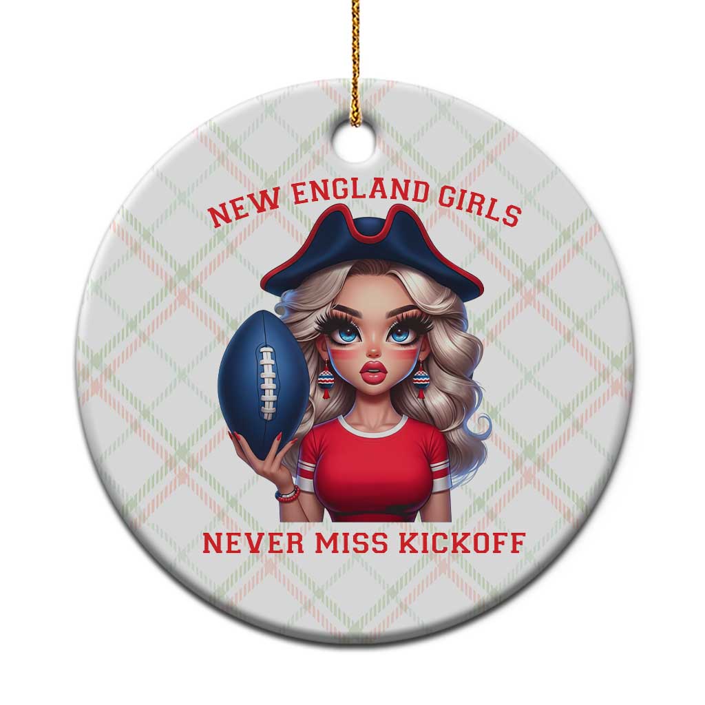 Funny East Coast Football Girl Fan Ceramic Ornament NE Girls Never Miss Kickoff TS12 1pc Christmas Plaid Print Your Wear