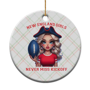 Funny East Coast Football Girl Fan Ceramic Ornament NE Girls Never Miss Kickoff TS12 1pc Christmas Plaid Print Your Wear