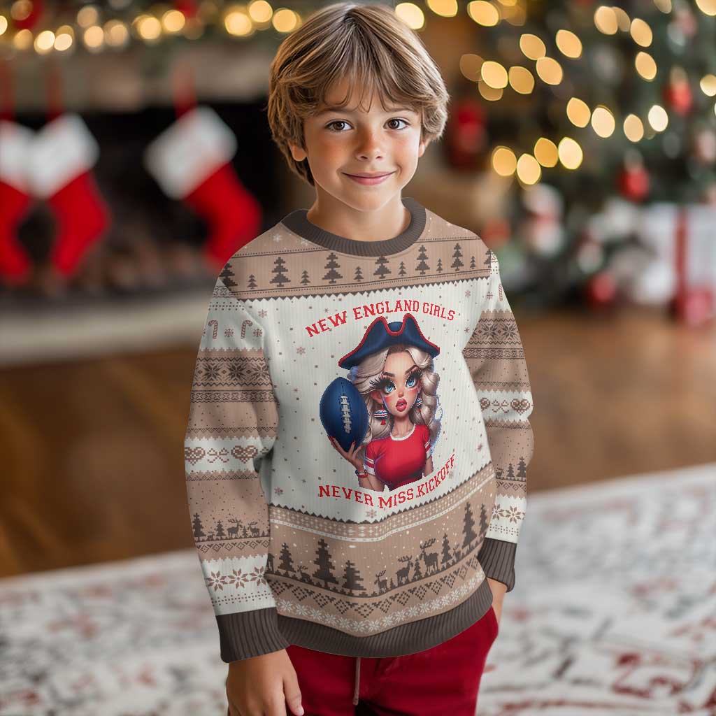 Funny East Coast Football Girl Fan Ugly Christmas Sweater NE Girls Never Miss Kickoff TS12 Mocha Mousse Print Your Wear