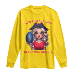 Funny East Coast Football Girl Fan Long Sleeve Shirt NE Girls Never Miss Kickoff TS12 Daisy Print Your Wear