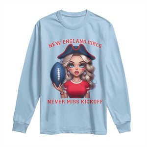 Funny East Coast Football Girl Fan Long Sleeve Shirt NE Girls Never Miss Kickoff TS12 Light Blue Print Your Wear