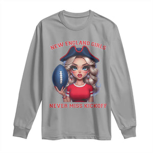Funny East Coast Football Girl Fan Long Sleeve Shirt NE Girls Never Miss Kickoff TS12 Sport Gray Print Your Wear