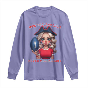 Funny East Coast Football Girl Fan Long Sleeve Shirt NE Girls Never Miss Kickoff TS12 Violet Print Your Wear