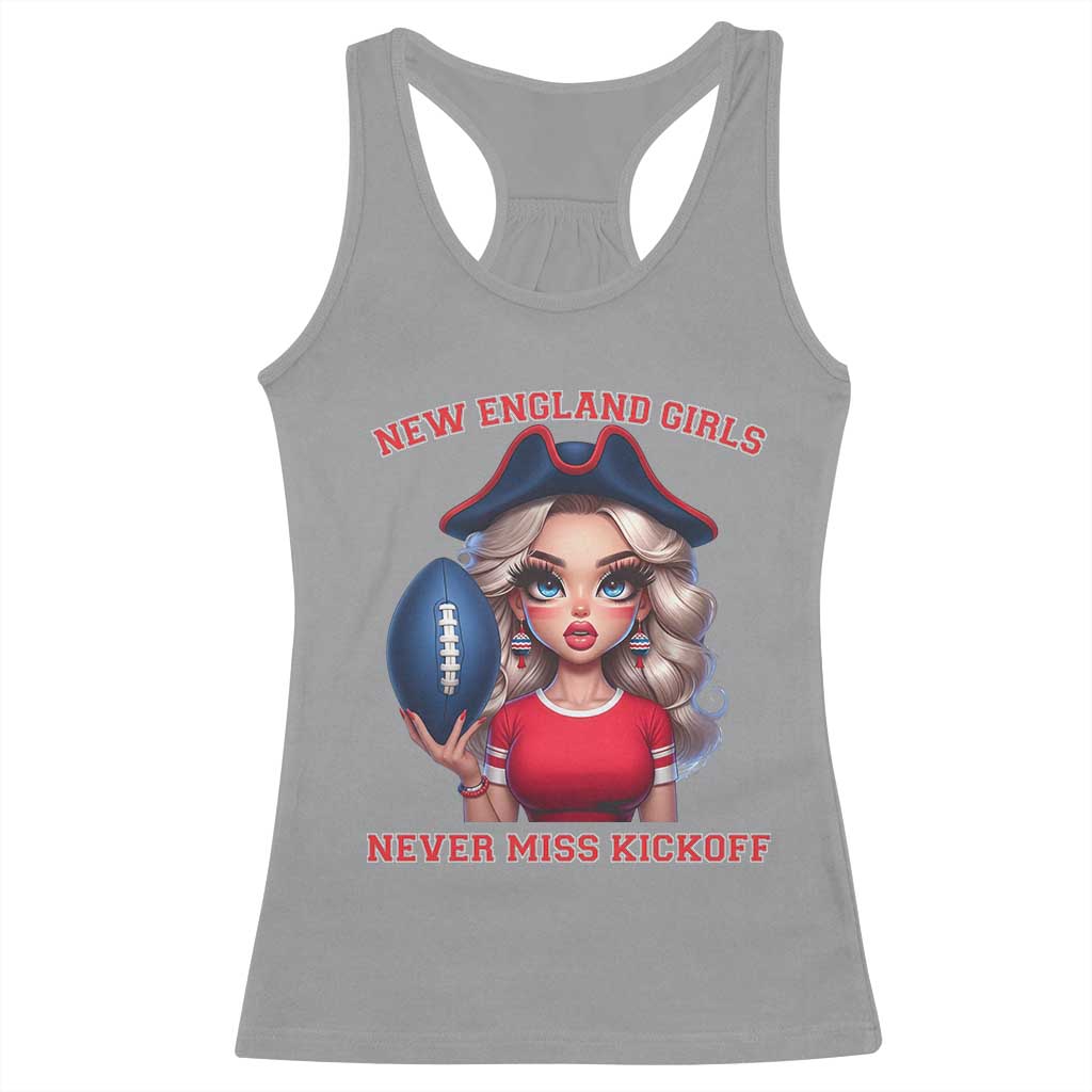Funny East Coast Football Girl Fan Racerback Tank Top NE Girls Never Miss Kickoff TS12 Sport Gray Print Your Wear