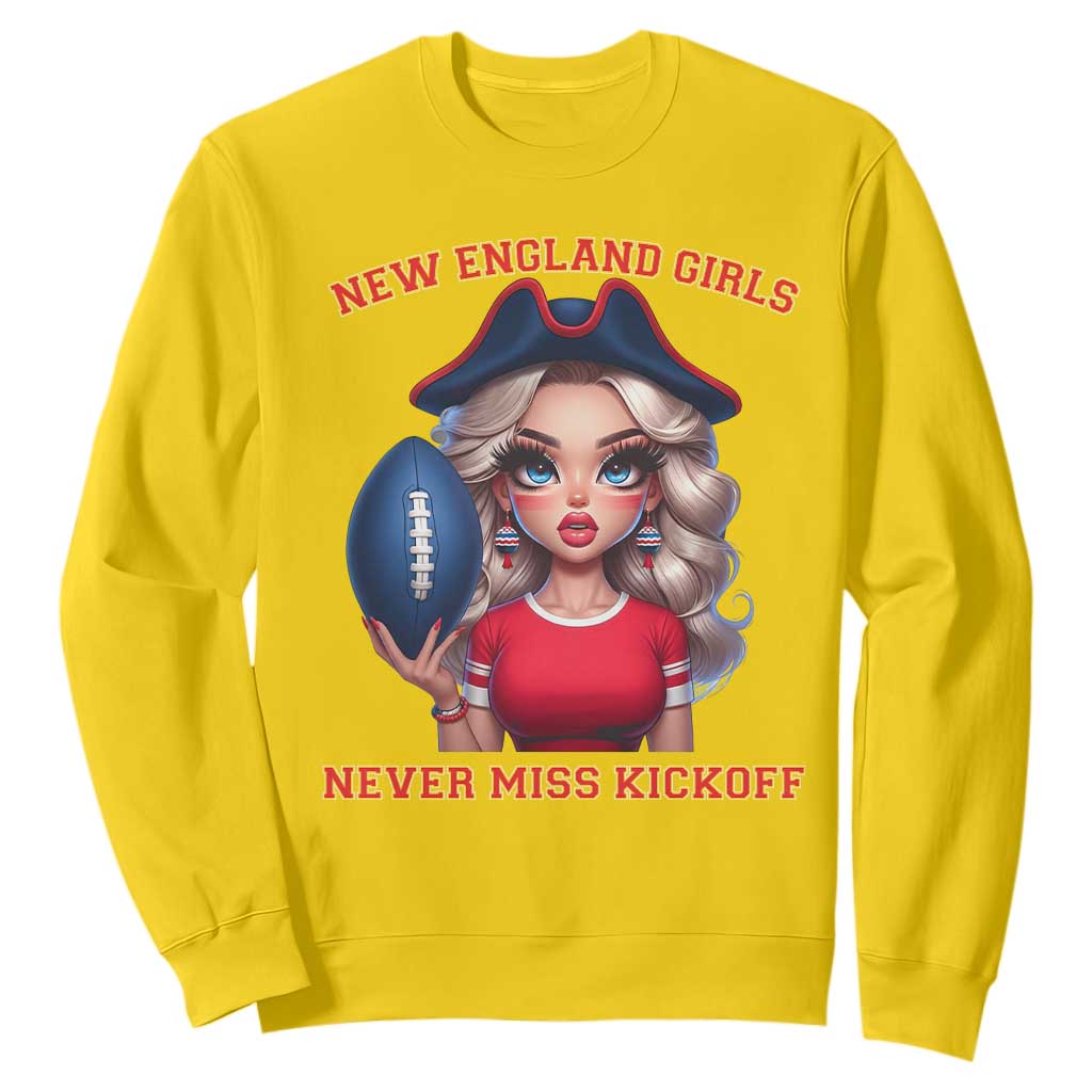 Funny East Coast Football Girl Fan Sweatshirt NE Girls Never Miss Kickoff TS12 Daisy Print Your Wear