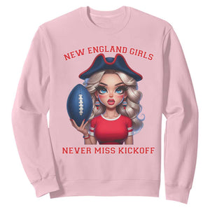 Funny East Coast Football Girl Fan Sweatshirt NE Girls Never Miss Kickoff TS12 Light Pink Print Your Wear