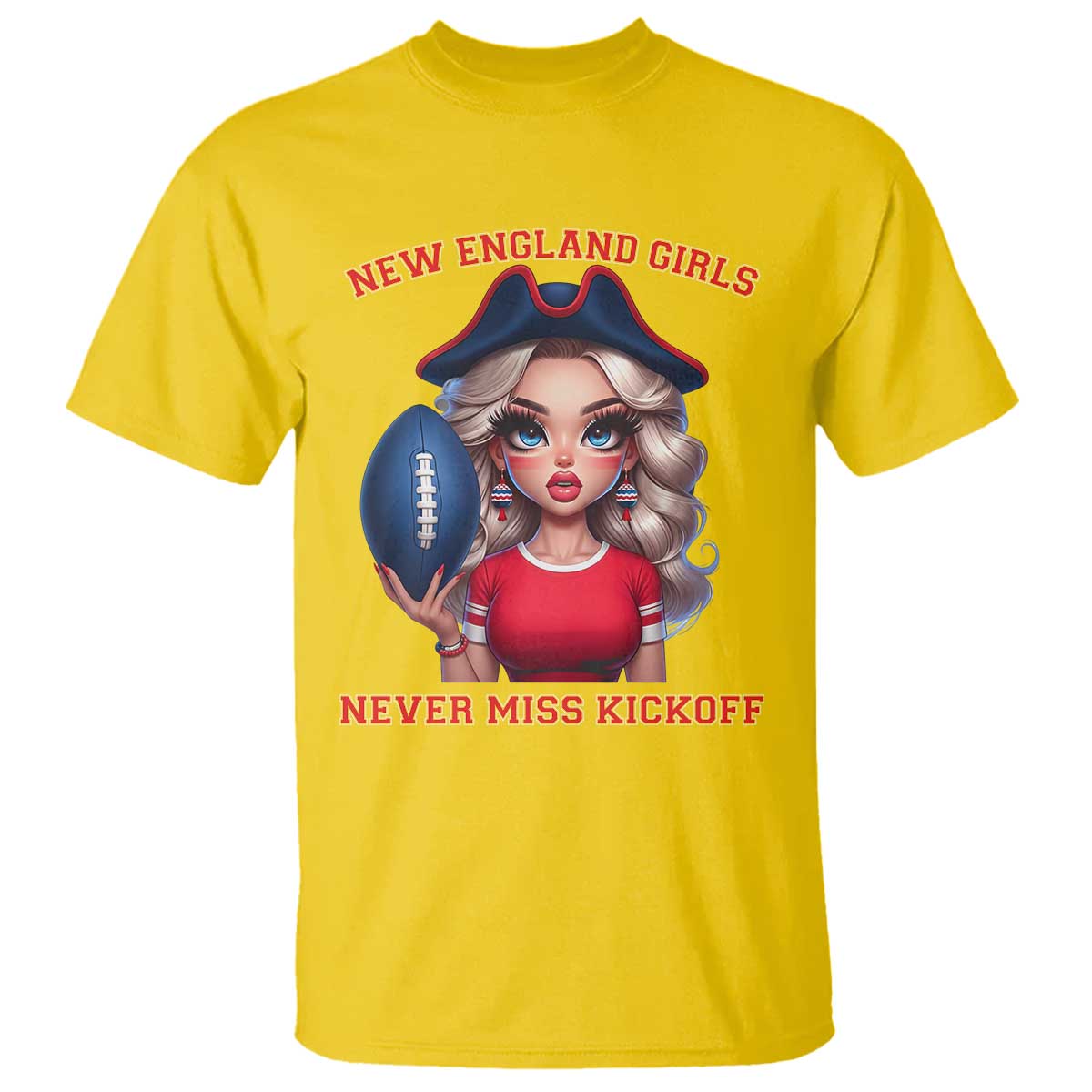 Funny East Coast Football Girl Fan T Shirt NE Girls Never Miss Kickoff TS12 Daisy Print Your Wear