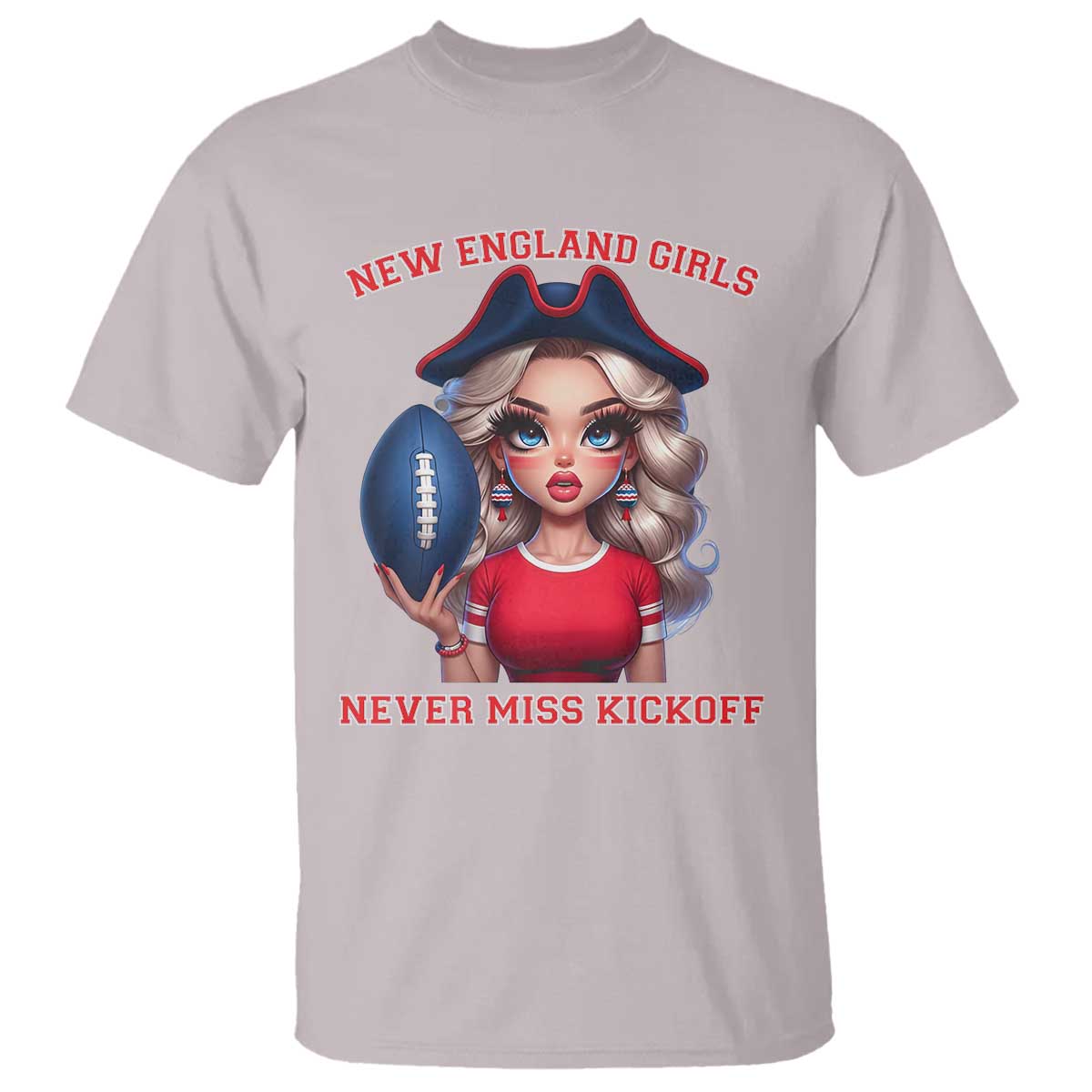Funny East Coast Football Girl Fan T Shirt NE Girls Never Miss Kickoff TS12 Ice Gray Print Your Wear